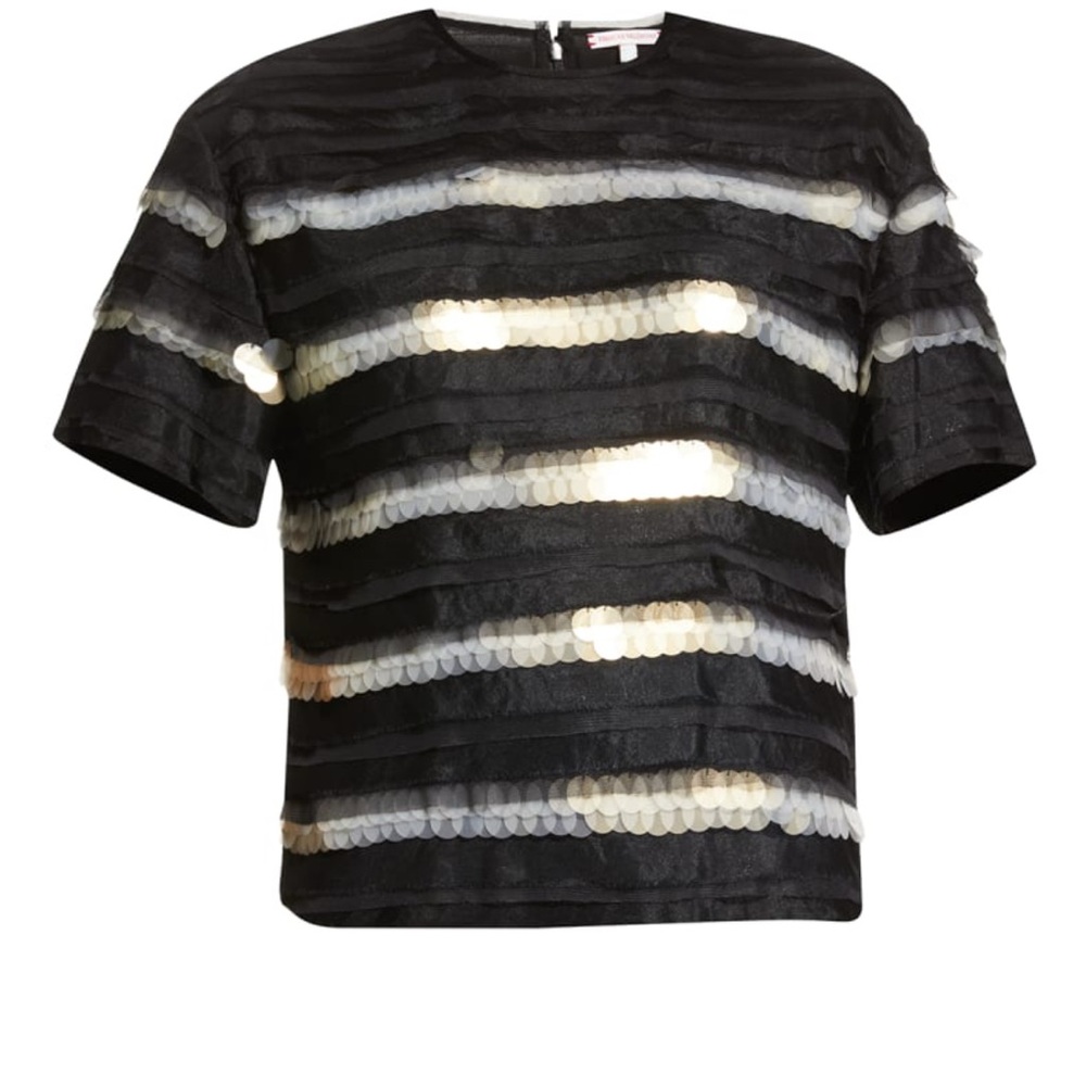 Frances Valentine Black Top with Gold and Silver Sequins